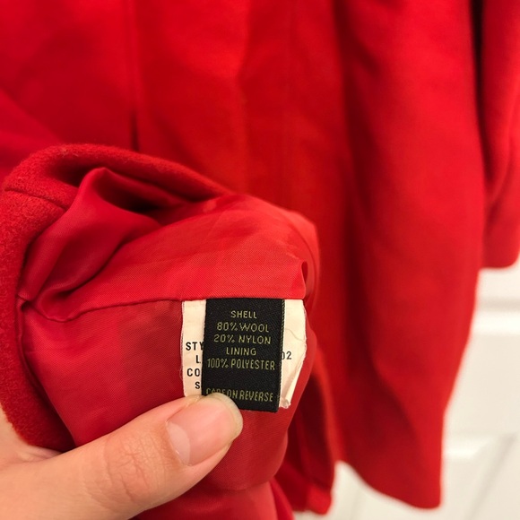 Elegant Red Double-Breasted Women's Coat - Picture 3 of 3